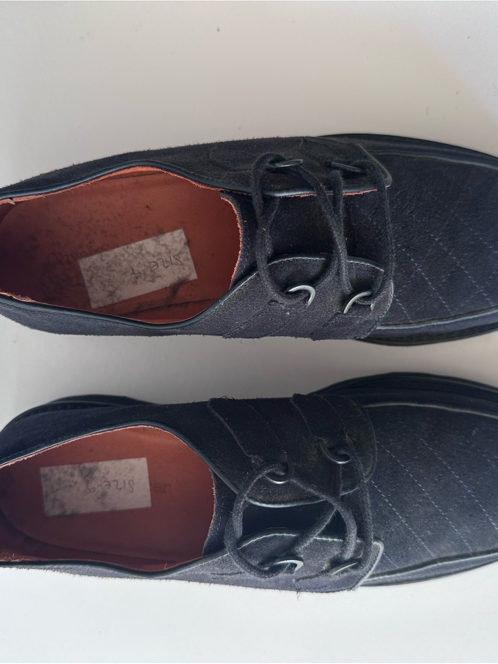 Oliver Spencer Navy Blue Suede Quilted Creepers